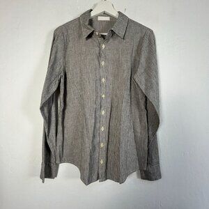 CP Shades Womens Black & White Striped Button-Up Long Sleeve Shirt Top XS Cotton